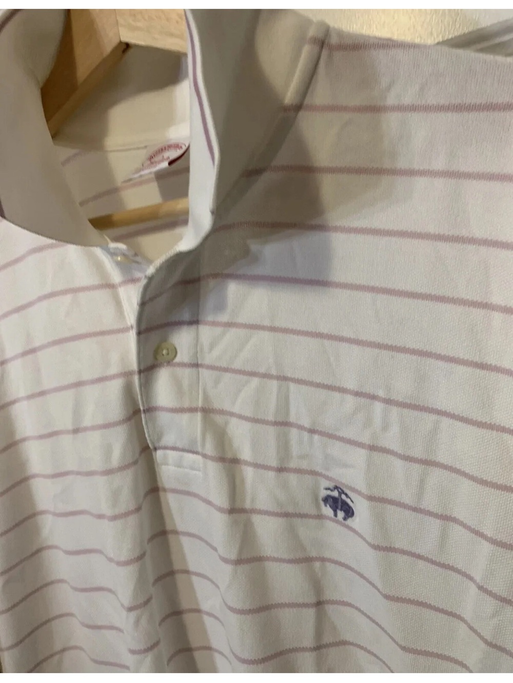 Brooks Brothers Men Sz L Performance Original Fit Polo Golf Shirt Striped Purple